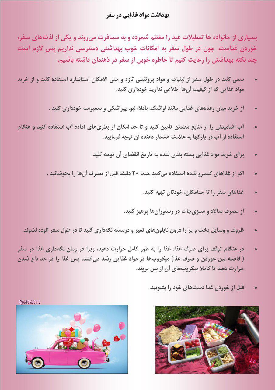 بهداشت مواد غذایی در سفر